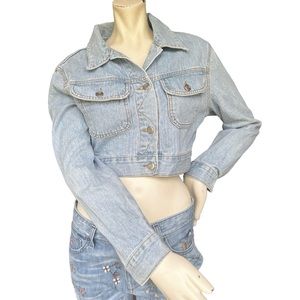 Vintage 90s Frederick's of Hollywood Light Wash Boxy Western Denim Jacket